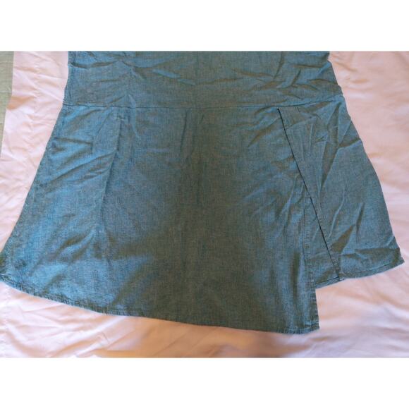 Pure Jill Women's M Chambray Blue Linen Blend Sleeveless Midi Shift Soft Dress - Picture 6 of 9